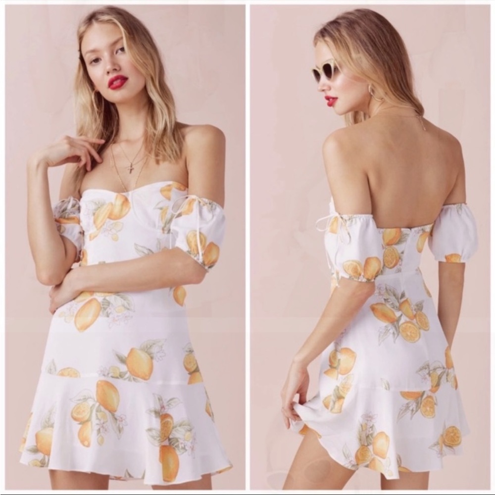 For Love & Lemons Lemonade Off The Shoulder Mini Dress Size Medium